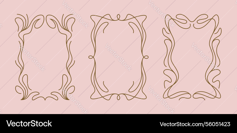 Three vertical frames in art nouveau modern style Vector Image