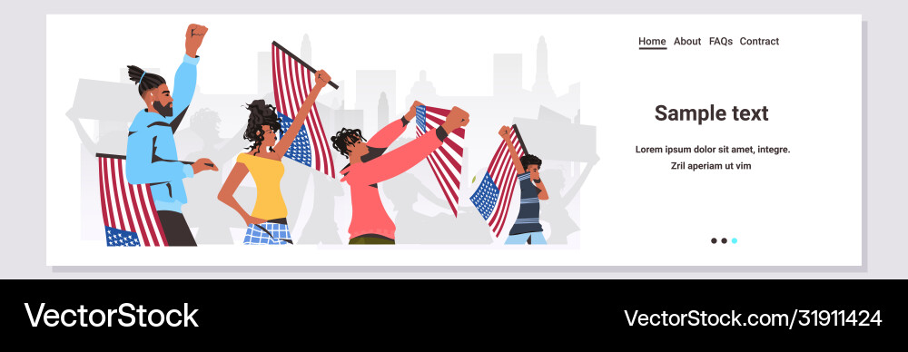 African american people holding usa flags African american people holding usa flags vector image