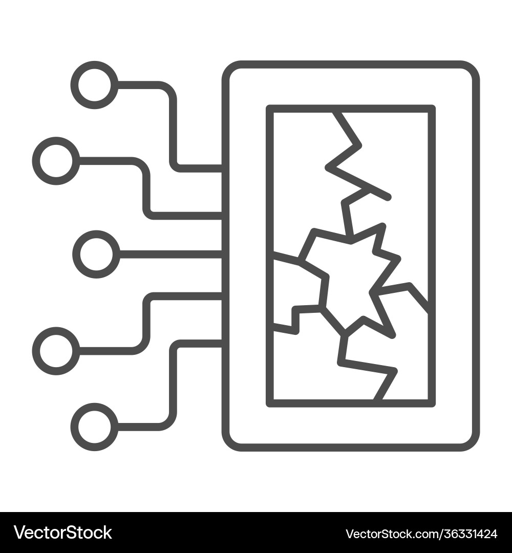 Broken window and contacts thin line icon web Broken window and contacts thin line icon web vector image