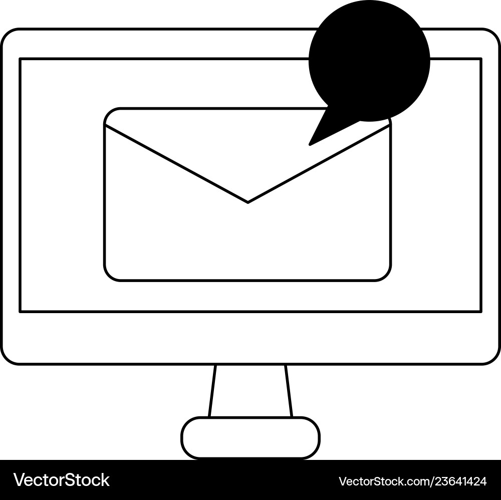 Computer screen with email and bubble symbol Vector Image