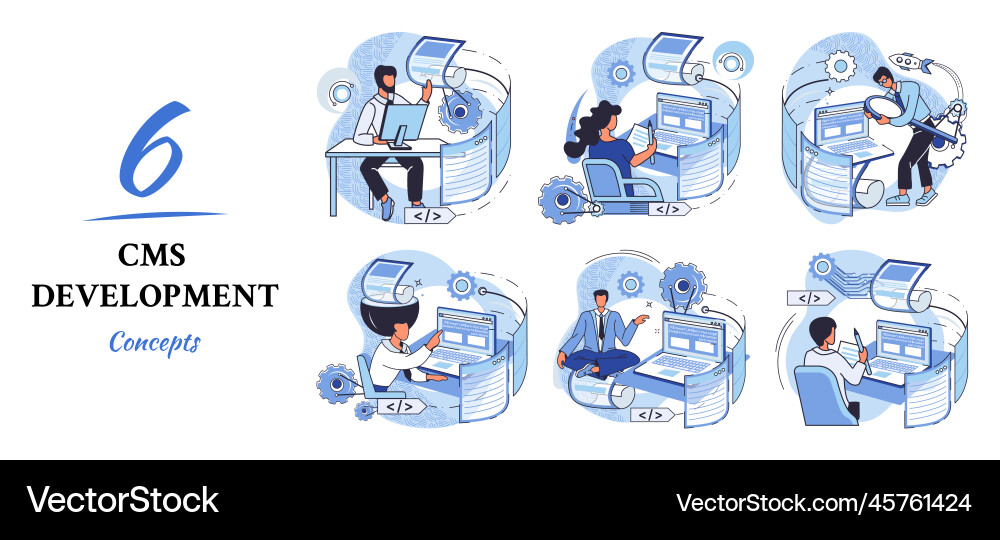 Concept of digital content management system cms Concept of digital content management system cms vector image