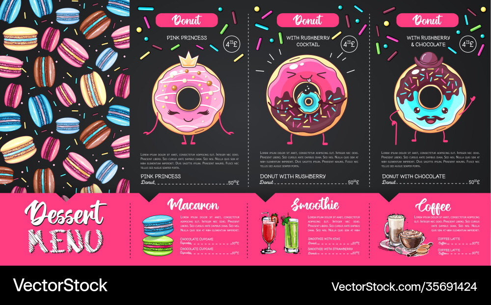 Dessert Menü Design mit süßen französischen Macaroons Dessert Menü Design mit süßen französischen Macaroons vektorbild