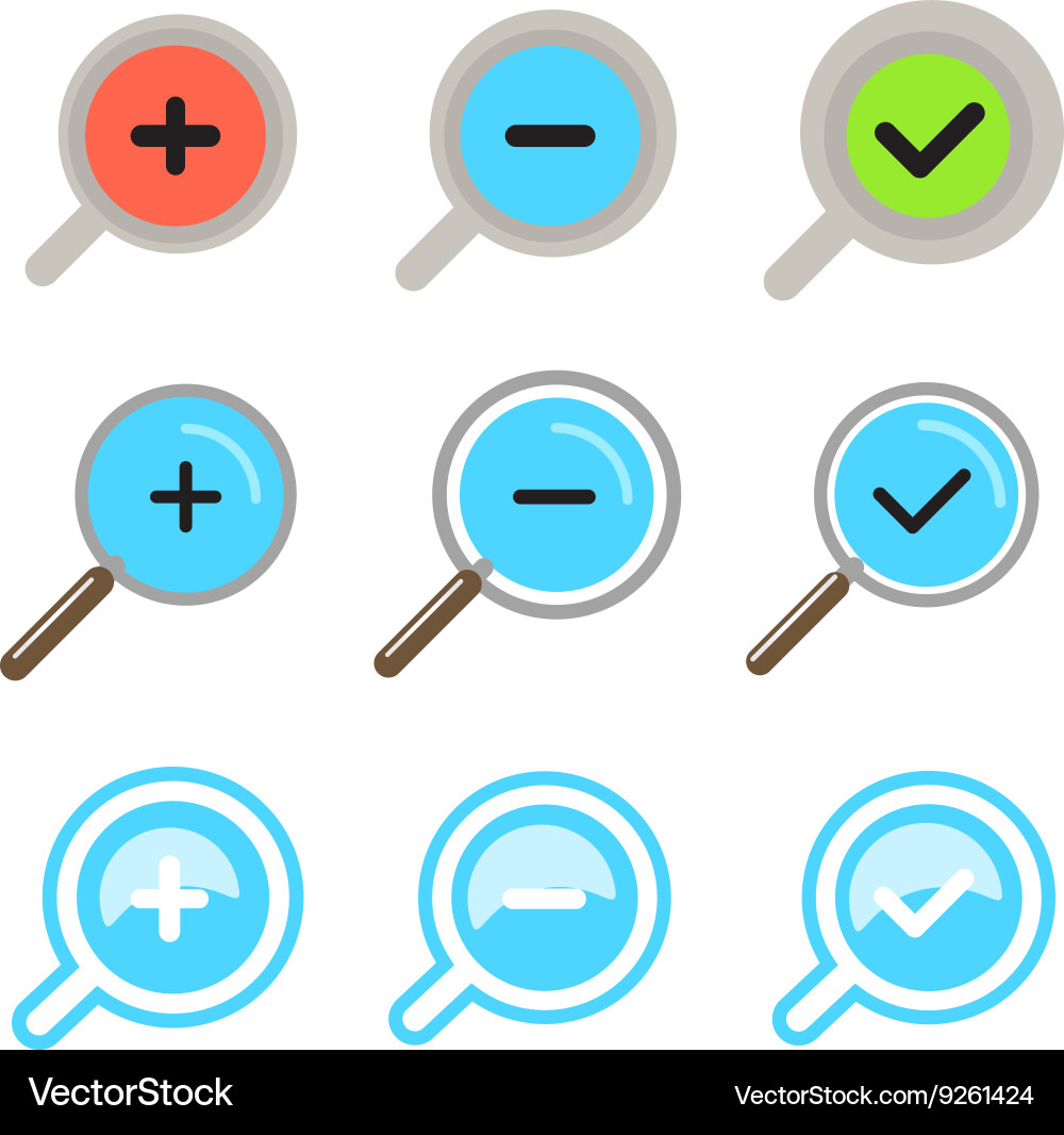 Different zoom color icons set design elements Vector Image