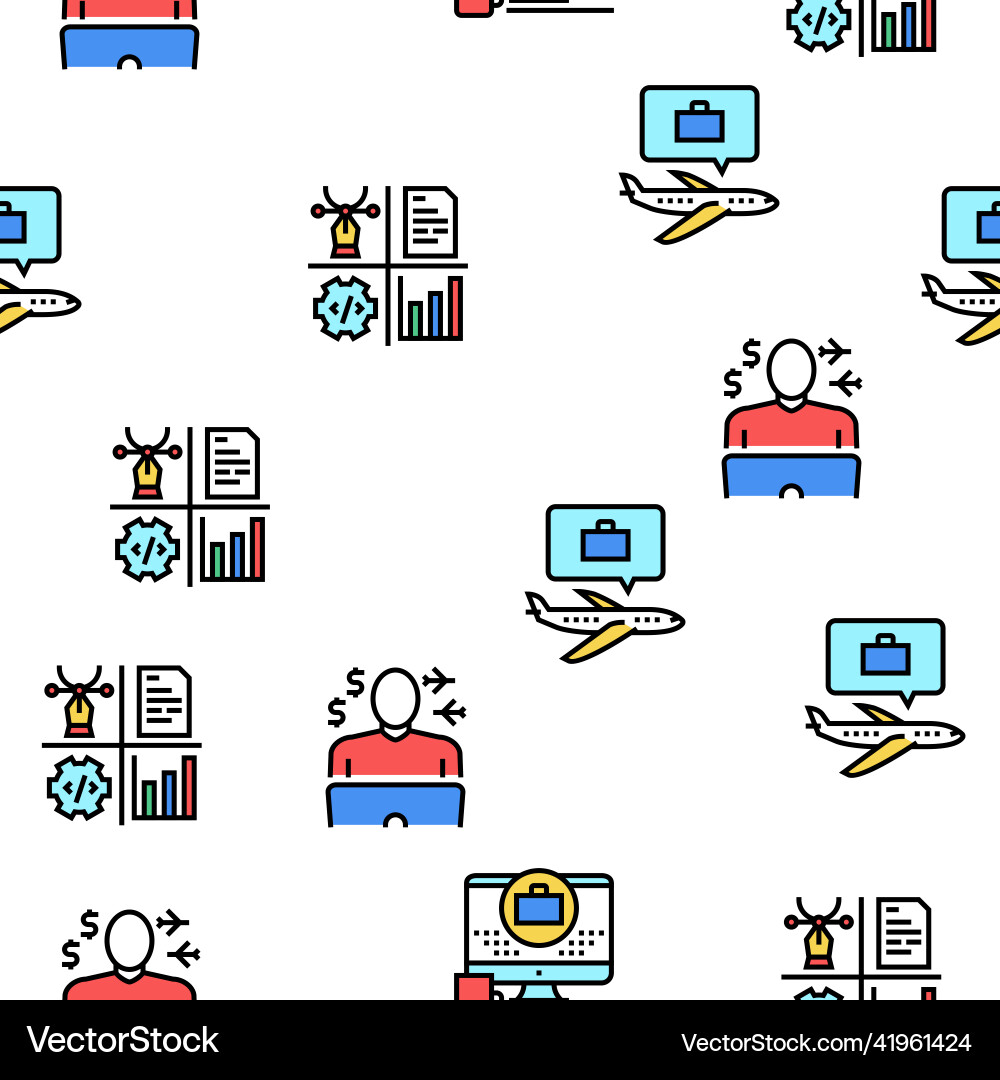 Digital nomad worker seamless pattern Digital nomad worker seamless pattern vector image