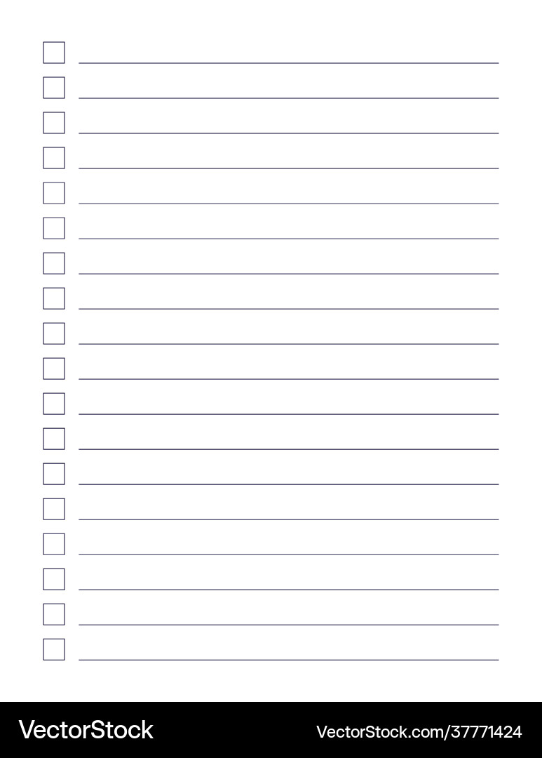 Graph paper printable to do list with check boxes vector image