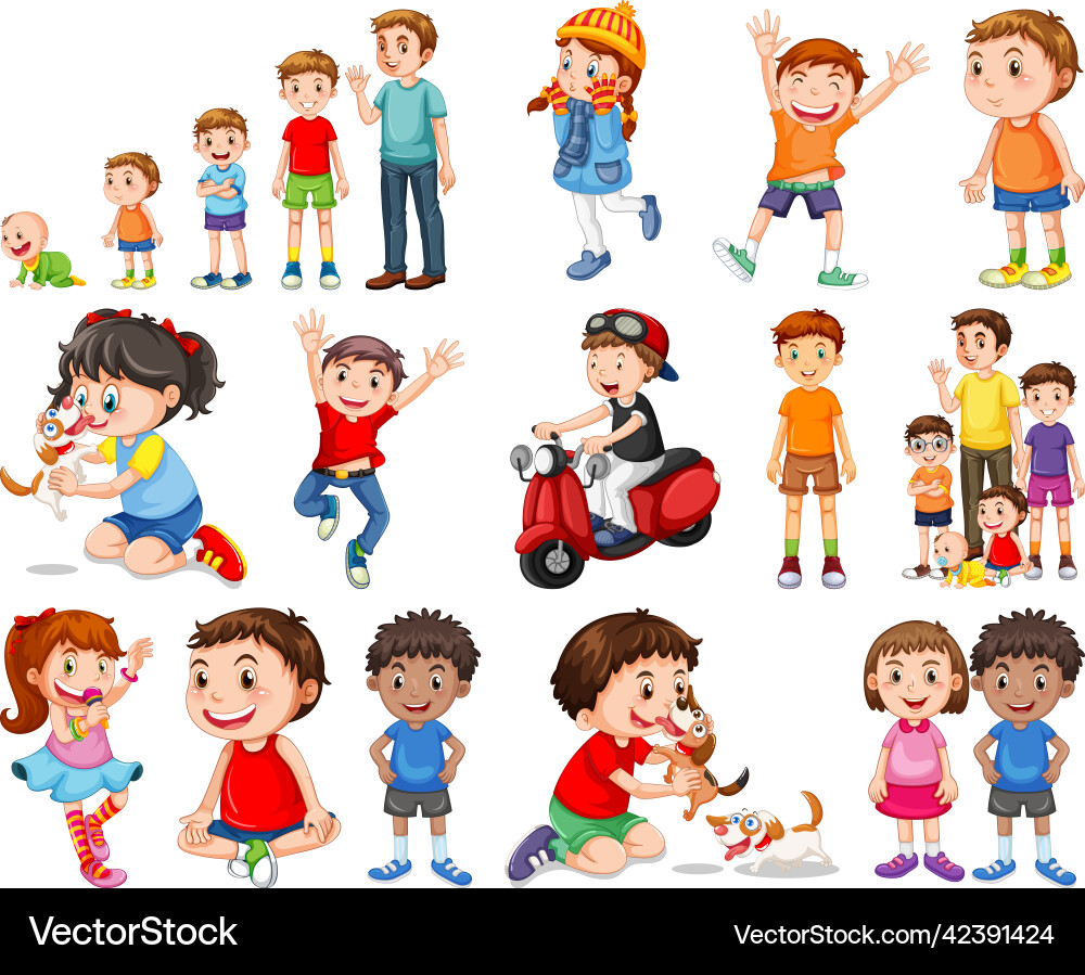 Happy children in different actions vector image