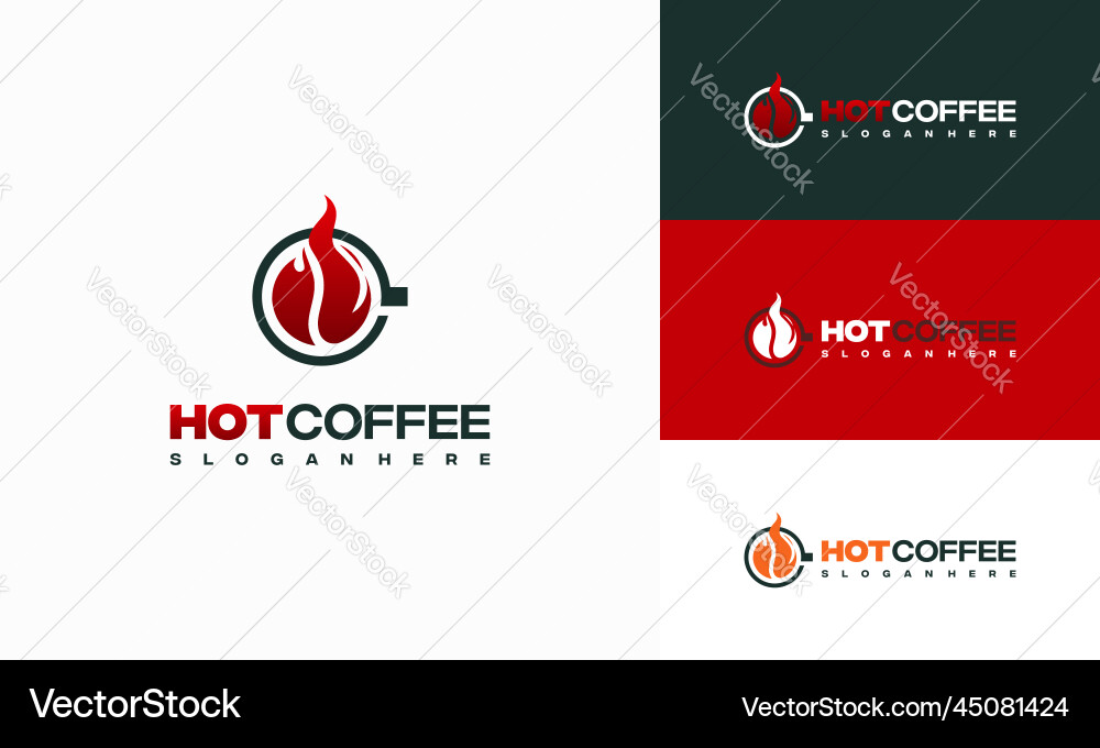 Hot coffee logo designs concept fire drink Hot coffee logo designs concept fire drink vector image
