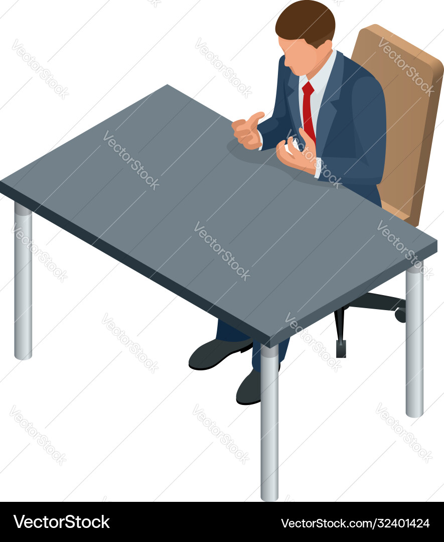 Isometric businessman isolated on write creating Vector Image