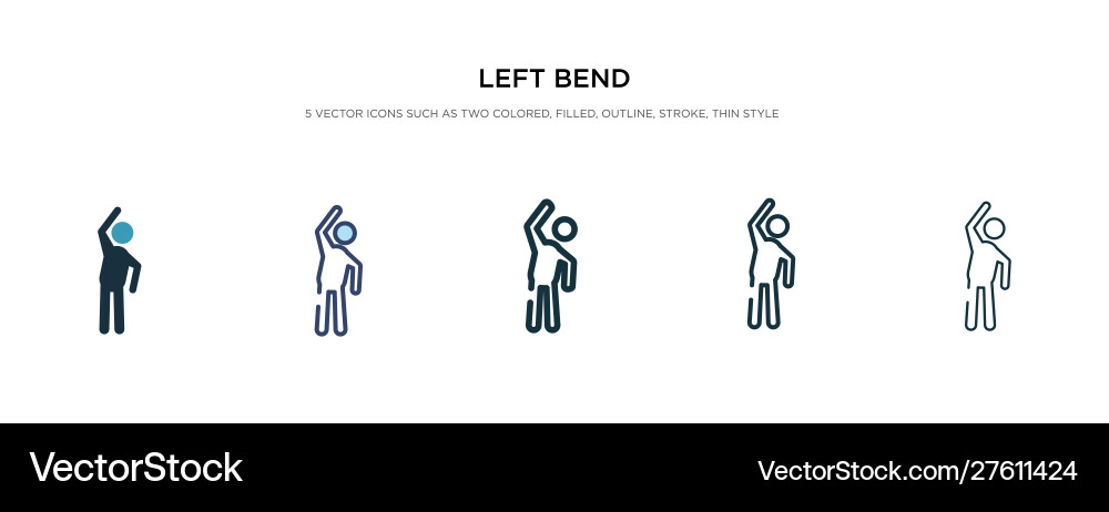 Left bend icon in different style two colored vector image