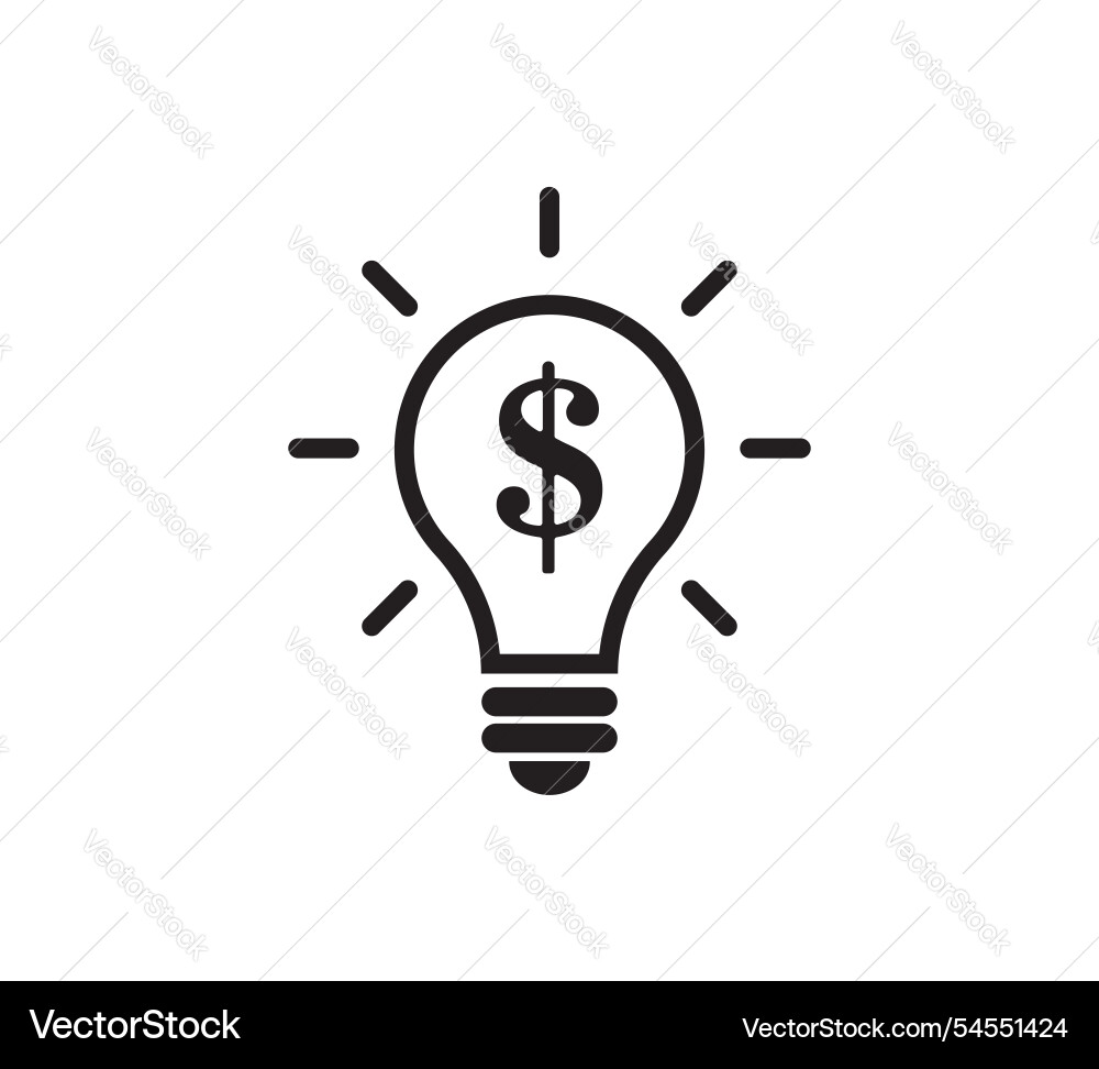Light bulb with dollar symbol creative value line Light bulb with dollar symbol creative value line vector image