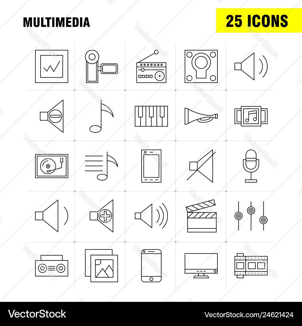 Multimedia line icon for web print and mobile Multimedia line icon for web print and mobile vector image