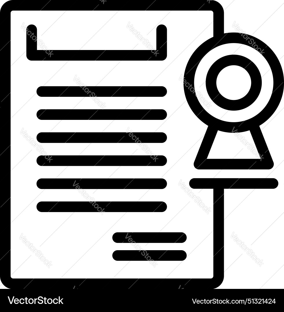 Outline of a certificate with badge icon Vector Image