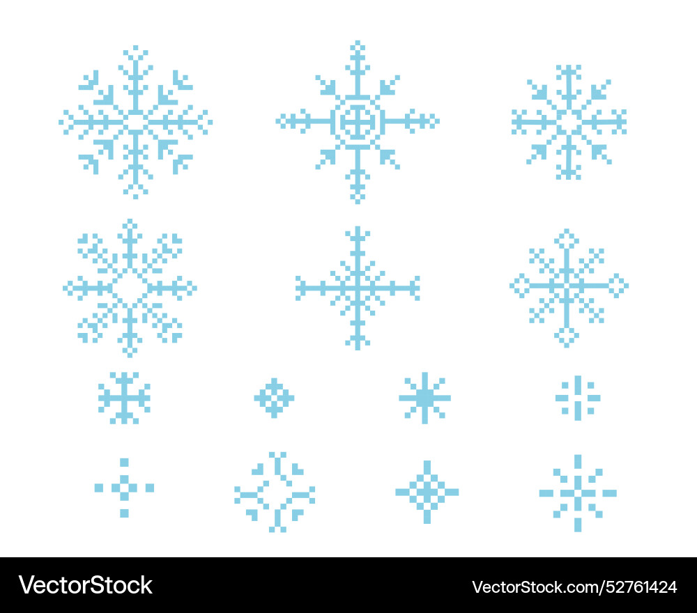 Pixel snowflake winter retro pixilated 8 bit game Pixel snowflake winter retro pixilated 8 bit game vector image