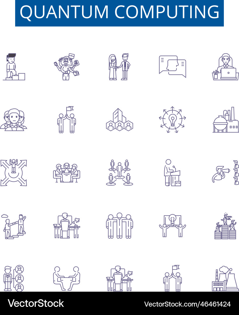 Quantum computing line icons signs set design Quantum computing line icons signs set design vector image