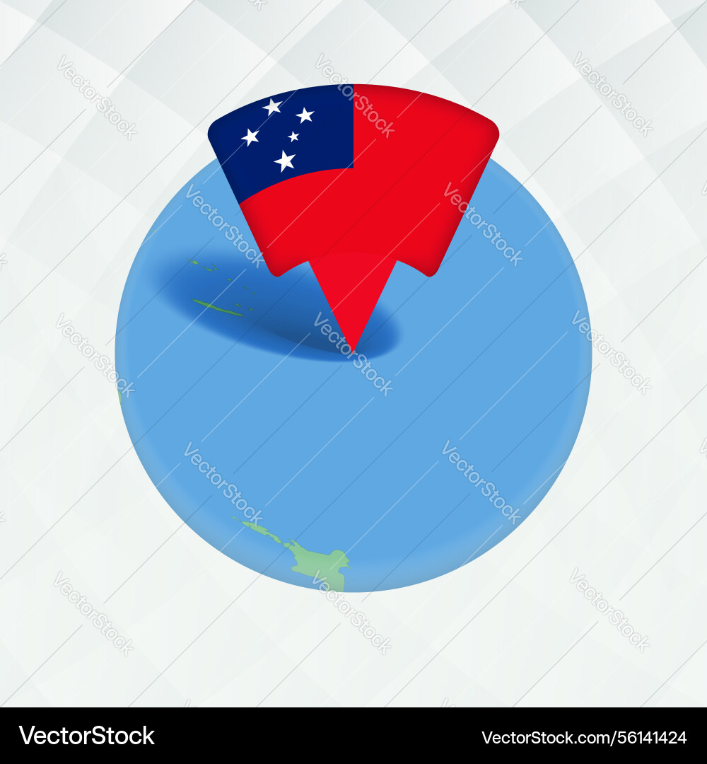 Samoa map highlighted with flag marker vector image