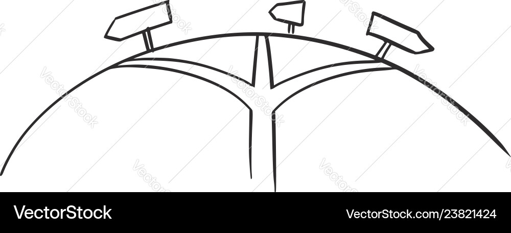 Three Way Crossroads with Arrows vector image