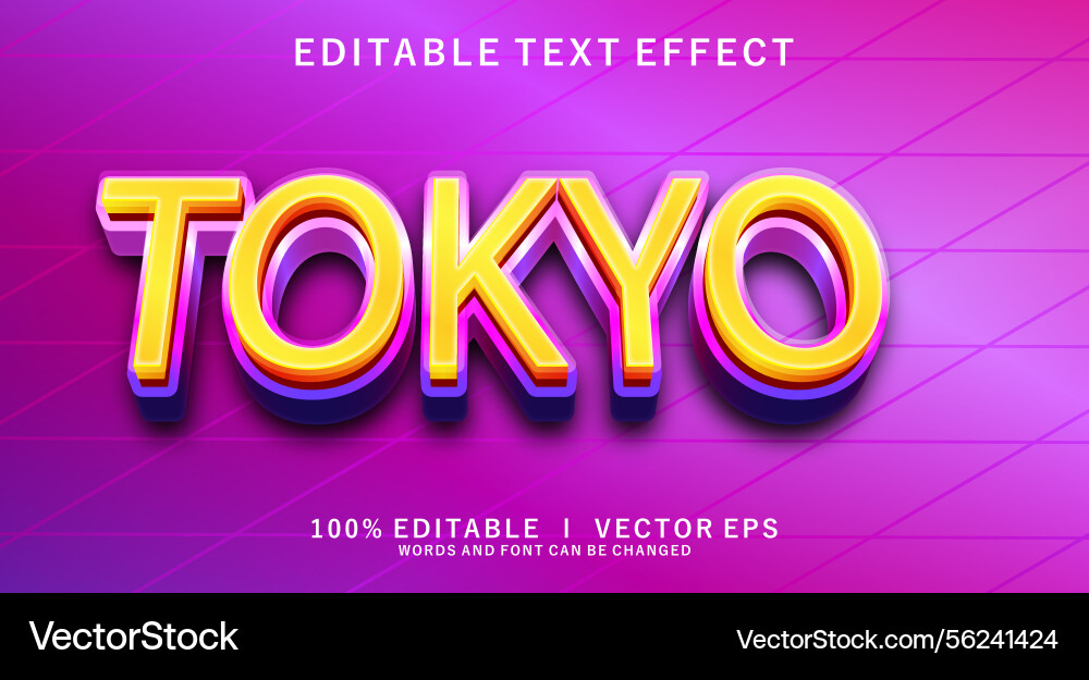 Tokyo text effect with modern style design Tokyo text effect with modern style design vector image