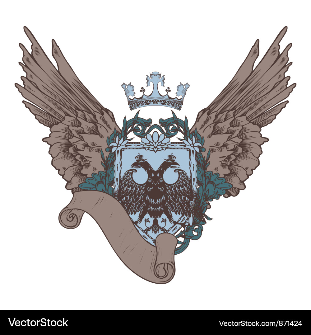 Vintage crest with scroll Vector Image