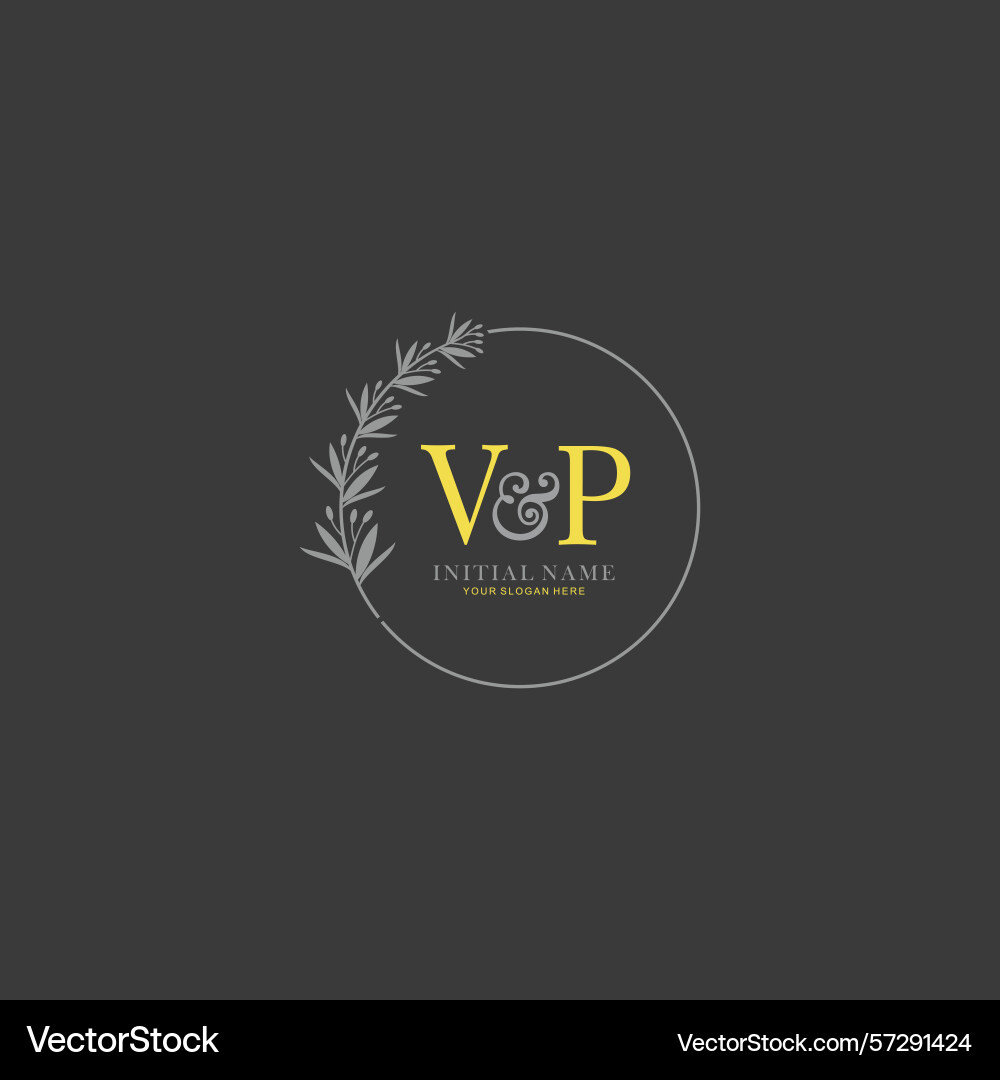 Vp initial logo templates with botanical elements Vector Image