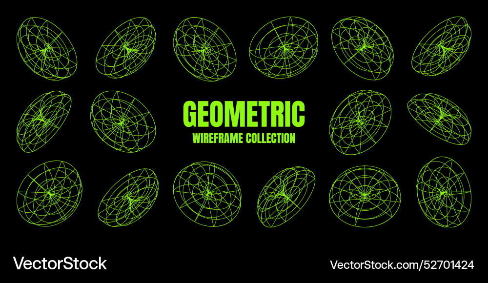 Wireframe lined shapes perspective mesh 3d grid Wireframe lined shapes perspective mesh 3d grid vector image