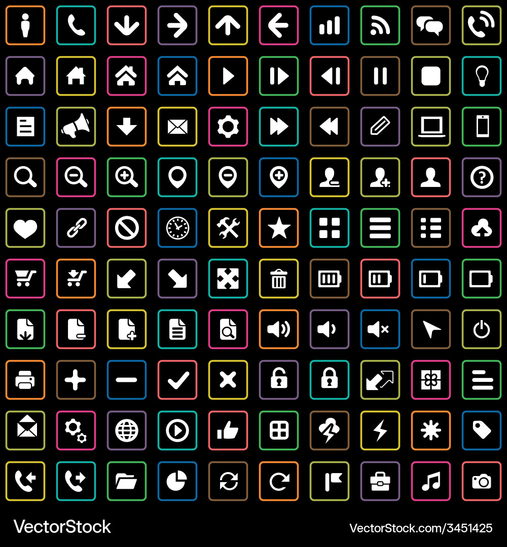 100 ui icons for web and mobile vector image