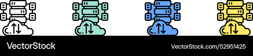 Cloud storage icon outline green blue and yellow Vector Image
