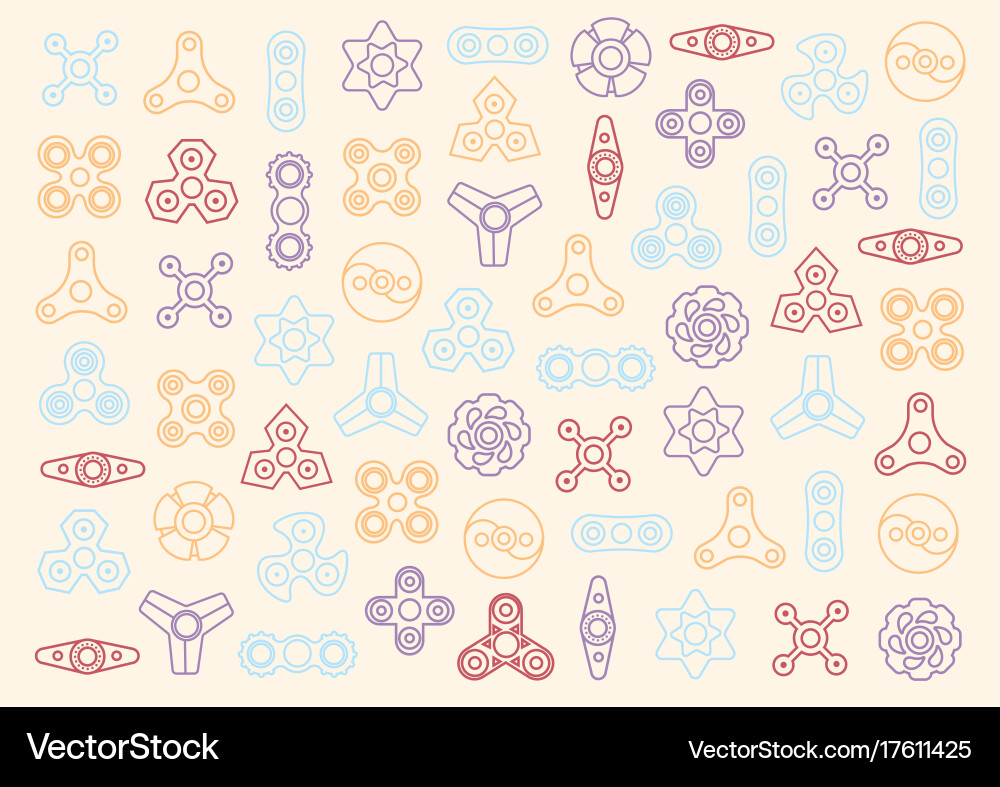 Design linear multicolored icons of fidget vector image
