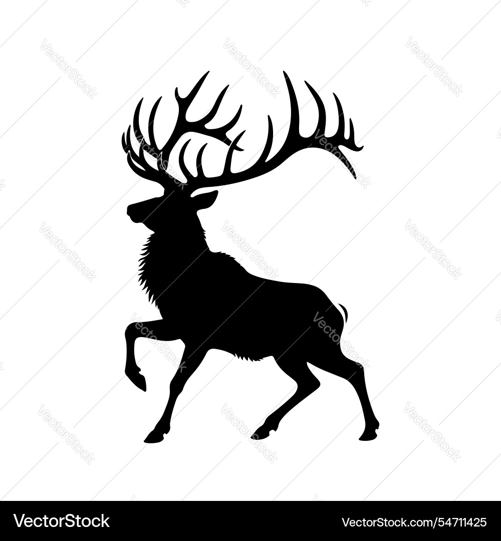 Elk silhouette with white background Vector Image