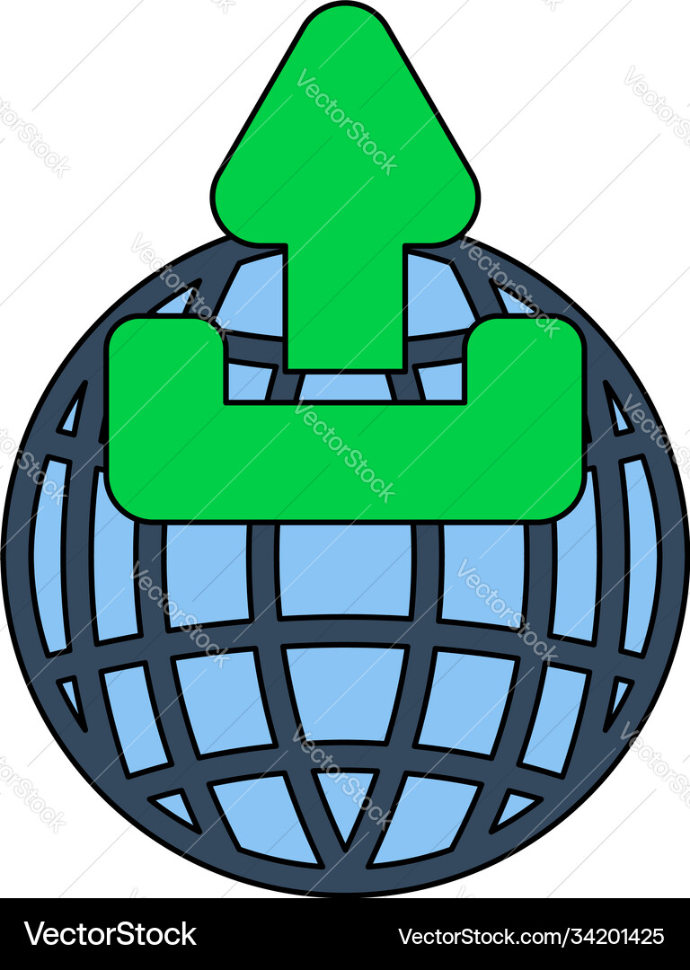 Globe with upload symbol icon Vector Image