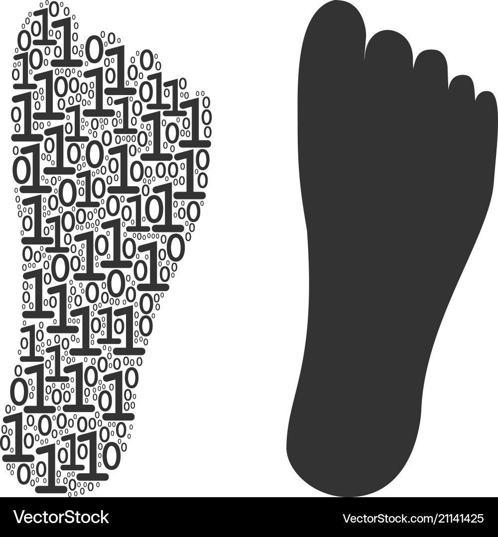 Human footprint composition of binary digits Vector Image