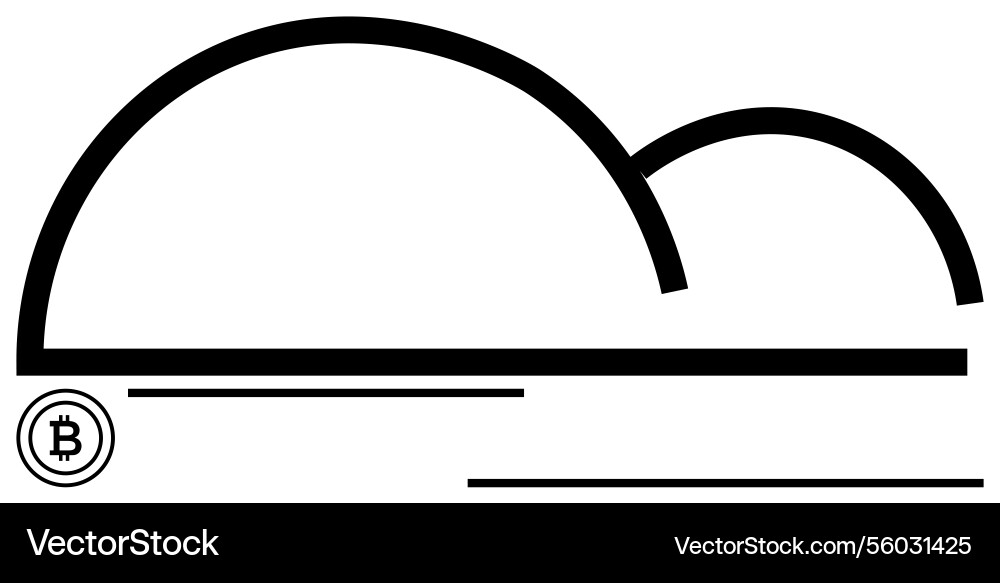 Minimalist bitcoin and cloud concept with linear Minimalist bitcoin and cloud concept with linear vector image