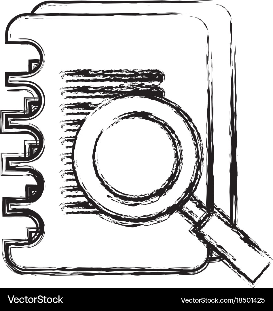 Notebook with magnifying glass vector image