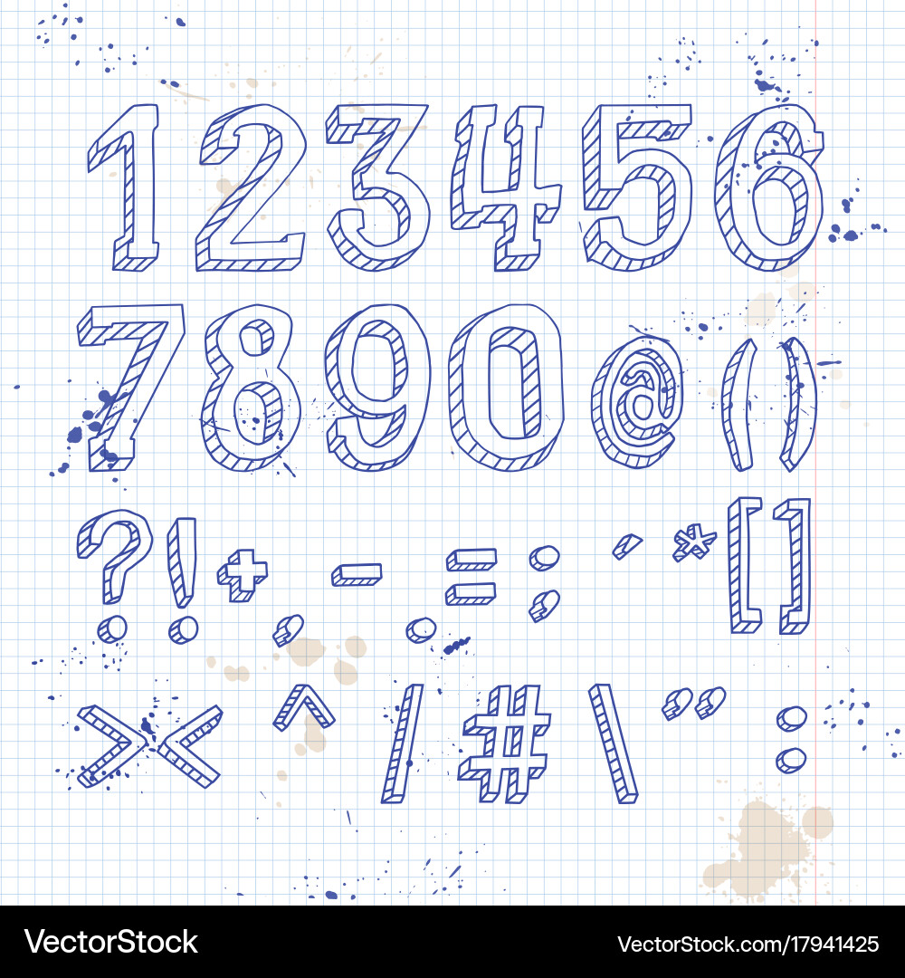 Numbers and symbols on notebook vector image