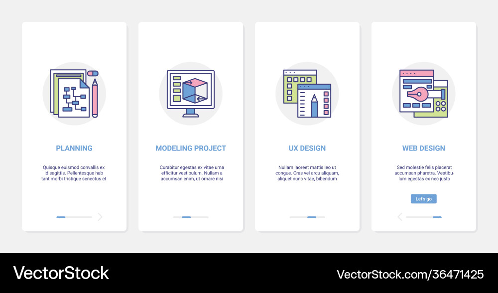 Planning modeling creative content design ux ui vector image
