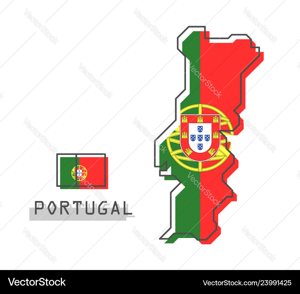 Portugal Karte und Flagge moderne einfache Linie Cartoon Portugal Karte und Flagge moderne einfache Linie Cartoon vektorbild