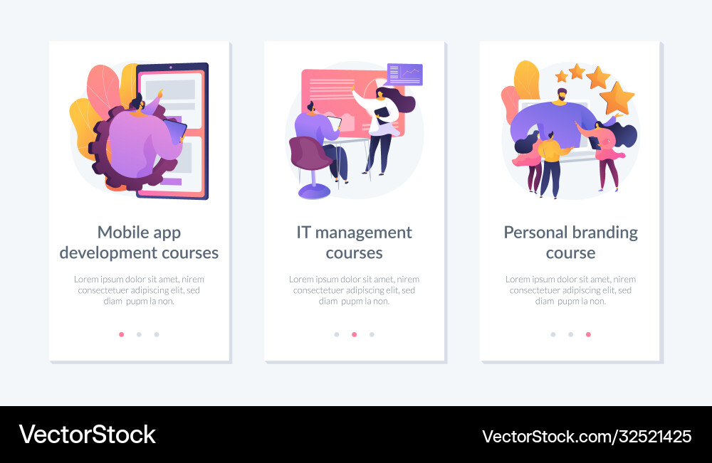 Professional development app interface template Professional development app interface template vector image
