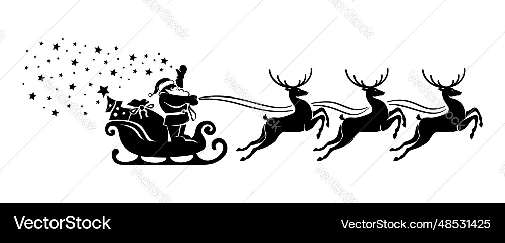 Santa claus in sleigh with reindeer Vector Image