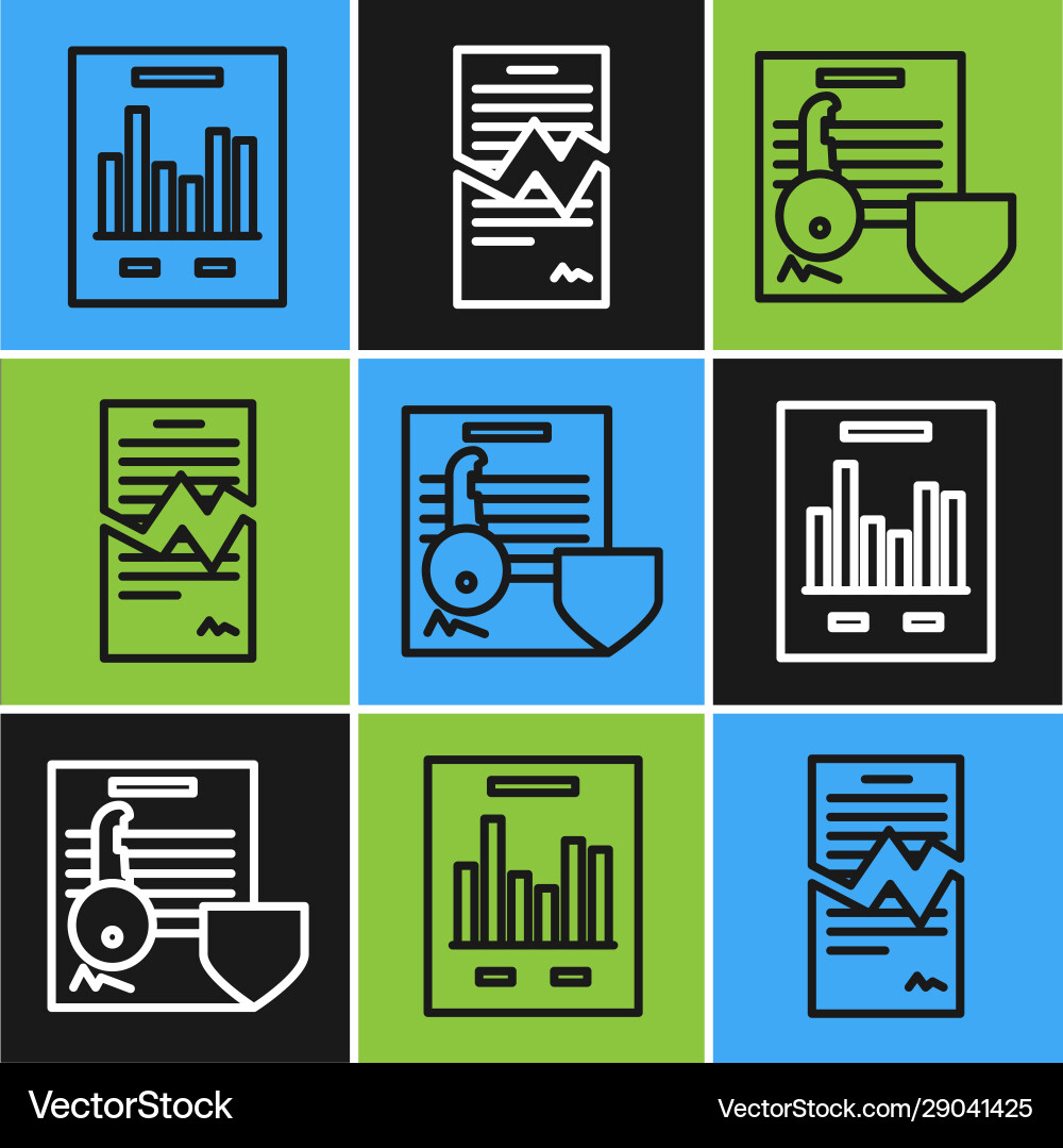 Set line document with graph chart Set line document with graph chart vector image