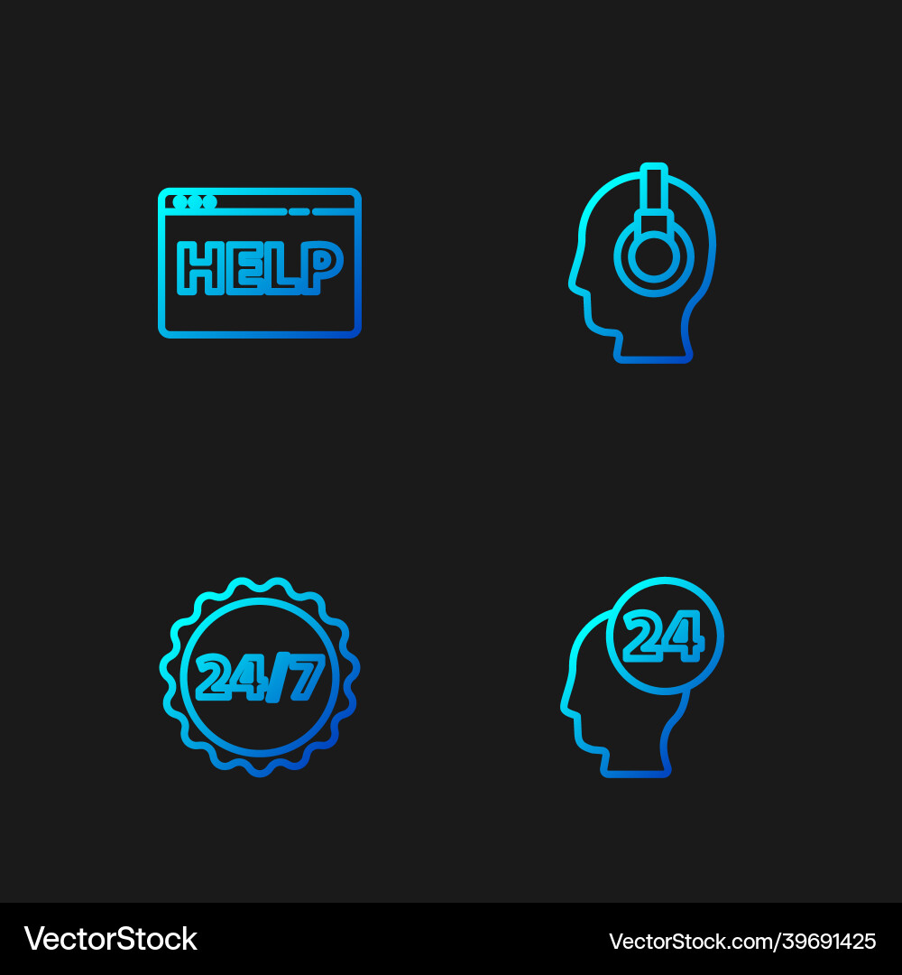 Set line support operator in touch clock 24 hours Set line support operator in touch clock 24 hours vector image