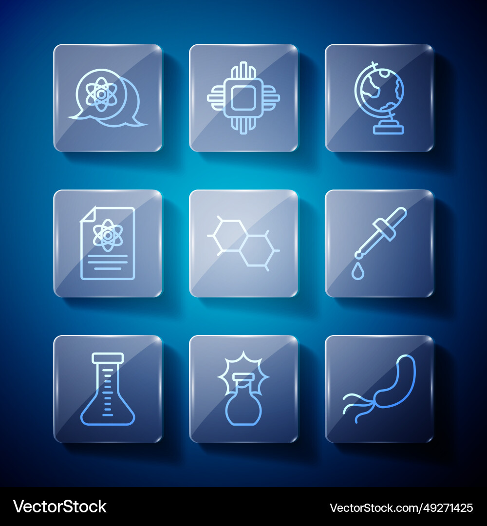 Set line test tube explosion in the flask Set line test tube explosion in the flask vector image
