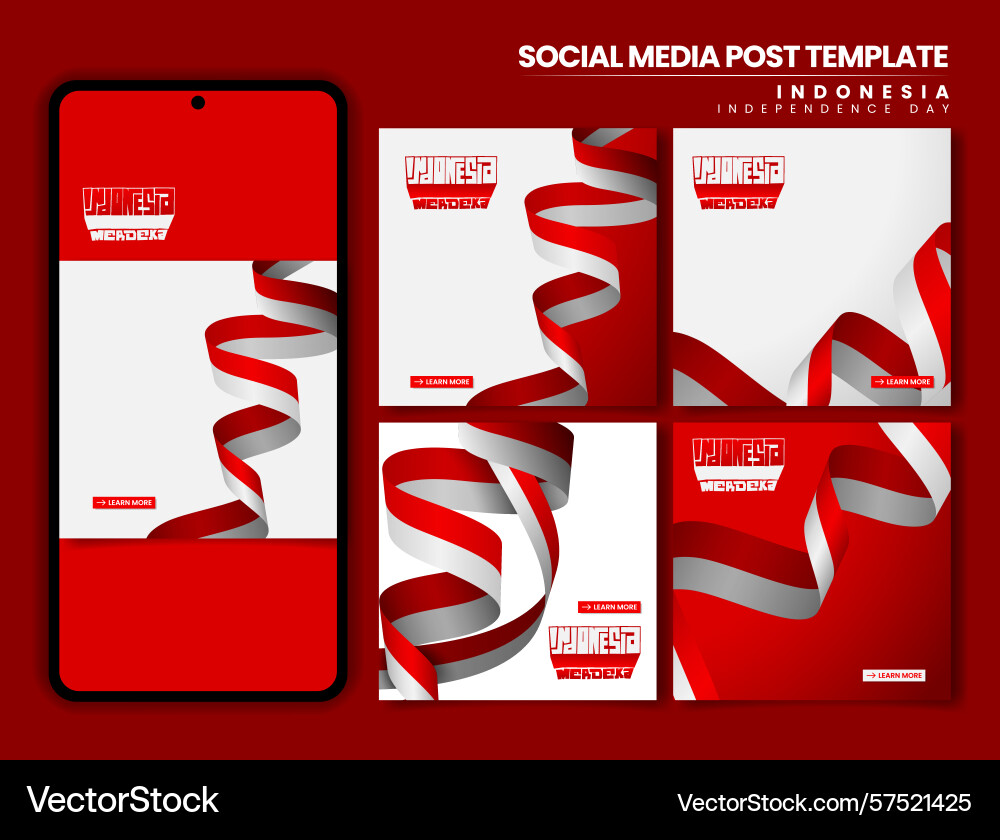 Set of carousel post background with waving Vector Image