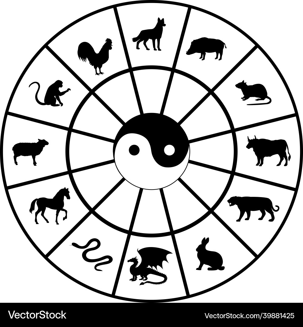 Silhouettes of animals in the chinese calendar Silhouettes of animals in the chinese calendar vector image