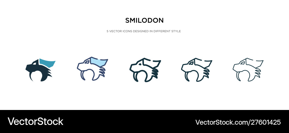 Smilodon icon in different style two colored Vector Image