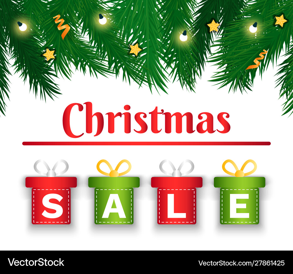 Weihnachtsverkauf Sonderangebot im Laden Geschenkboxen Weihnachtsverkauf Sonderangebot im Laden Geschenkboxen vektorbild