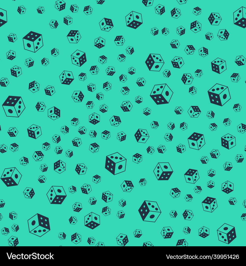 Black game dice icon isolated seamless pattern vector image