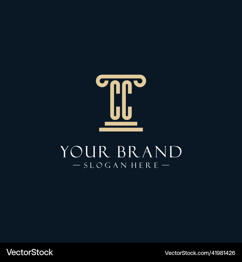 Cc initial monogram logos with pillar shapes style Vector Image