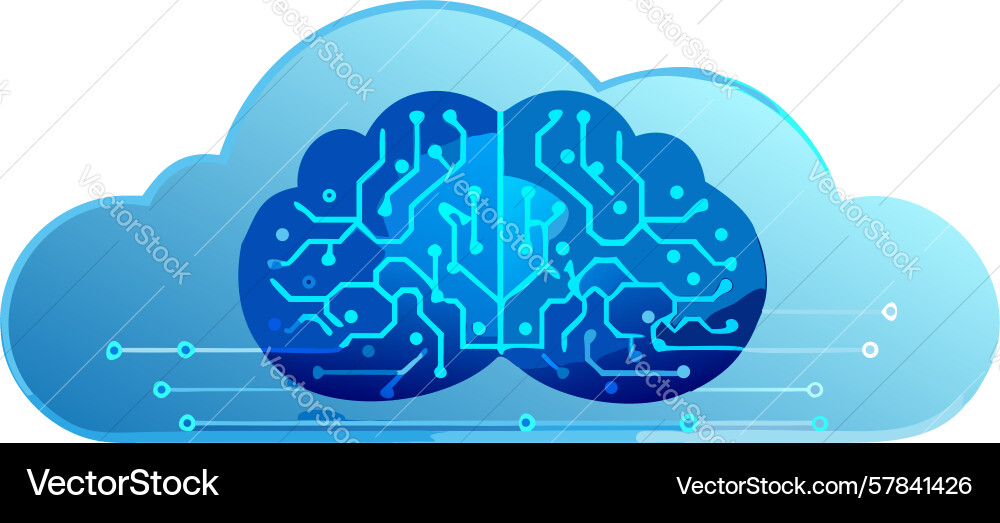 Cognitive cloud computing ai neural networks vector image