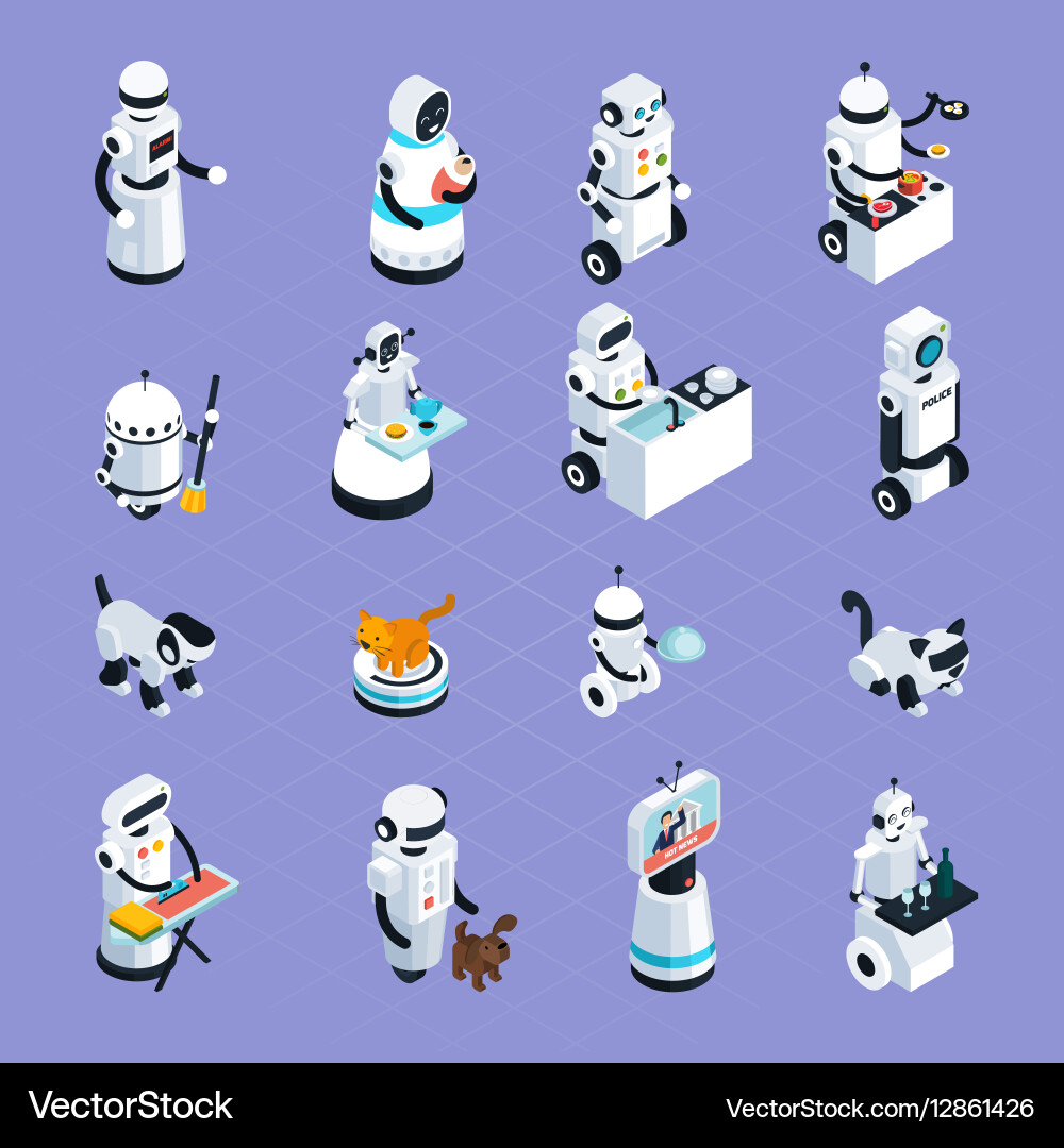 Home Automation Robots Collection vector image