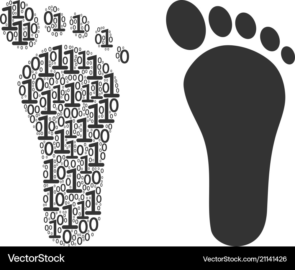Human footprint composition of binary digits vector image