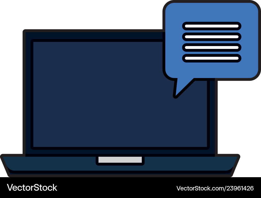 Laptop computer with speech bubble Laptop computer with speech bubble vector image